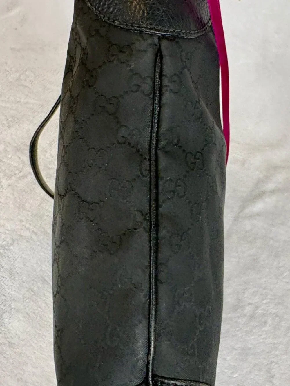 Gucci Vintage Black Monogram GG Canvas Hobo Shoulder Bag